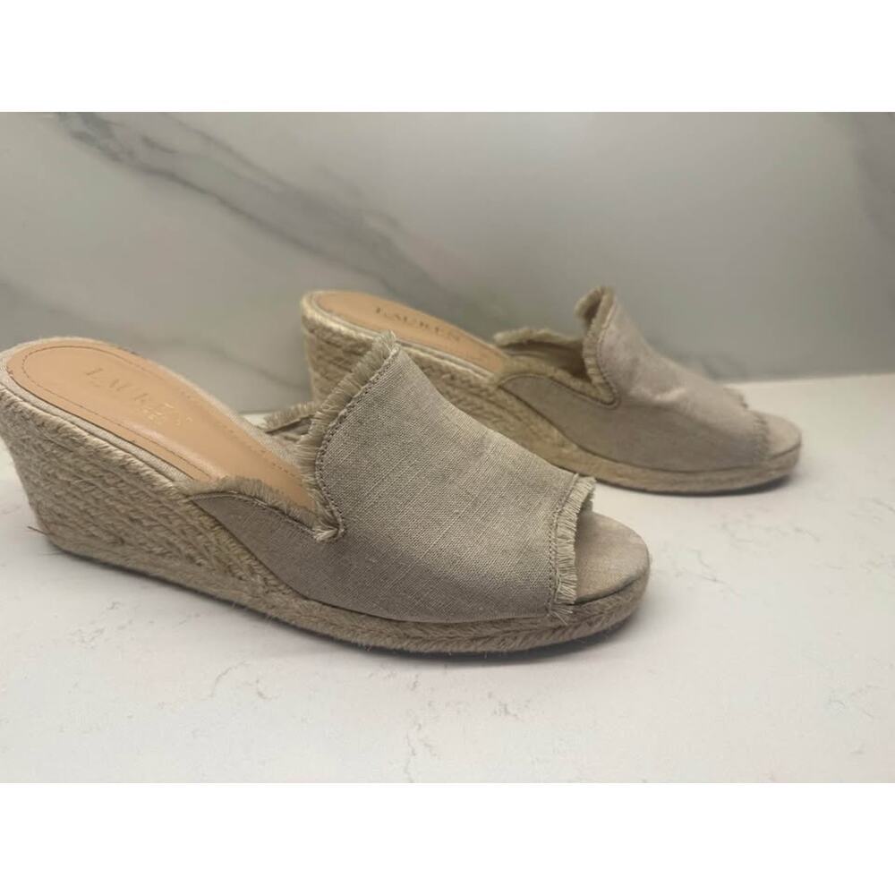 Lauren Ralph Lauren Women's Size 9.5 Carlynda Espadrille Wedge Sandals - Picture 2 of 8